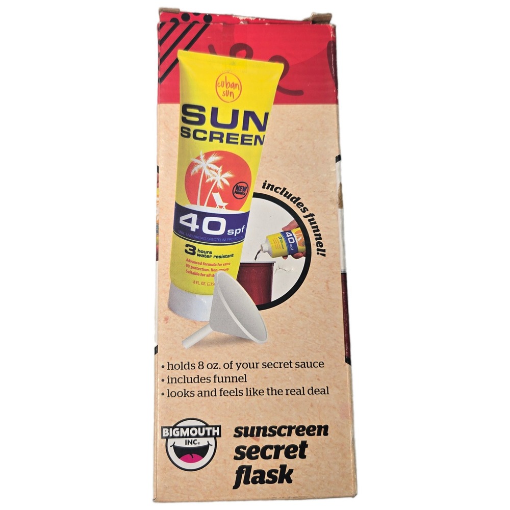 BigMouth Inc Sunscreen Secret Flask 8oz Hidden Alcohol Liquor Bottle with Funnel